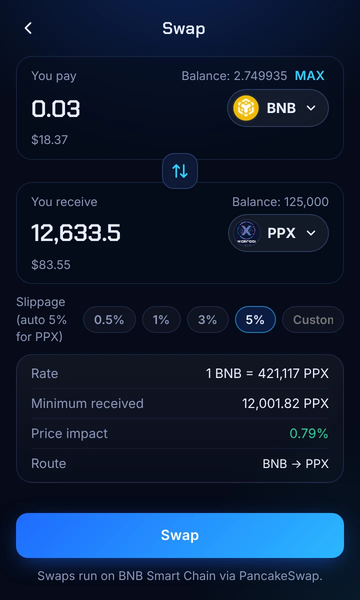 Swap screen
